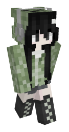 Black Hair Green Minecraft Skin - Laby